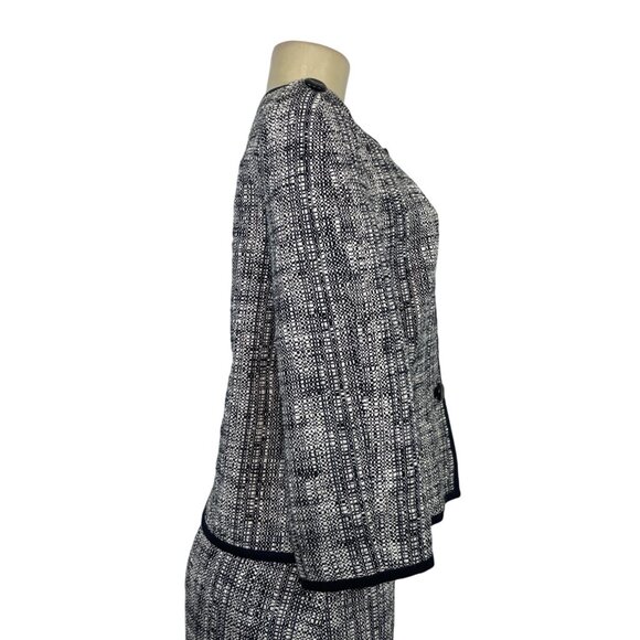 Talbots Black & White Tweed Two-Piece Suit With Skirt & Button-Up Jacket Sz 8 - Picture 5 of 13